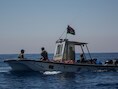 De Libische kustwacht in de buurt van Lampedusa
