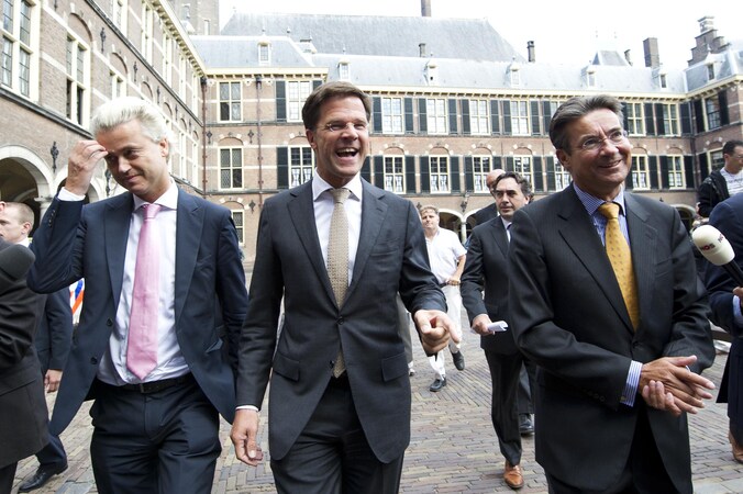Geert Wilders, Mark Rutte en Maxime Verhagen.