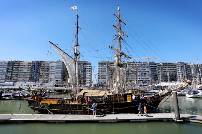 Het zeilschip Tres Hombres in de Blankenbergse jachthaven.