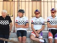 Van links naar rechts: Raymond Poulidor, Adrie van der Poel, David van der Poel en Mathieu van der Poel.