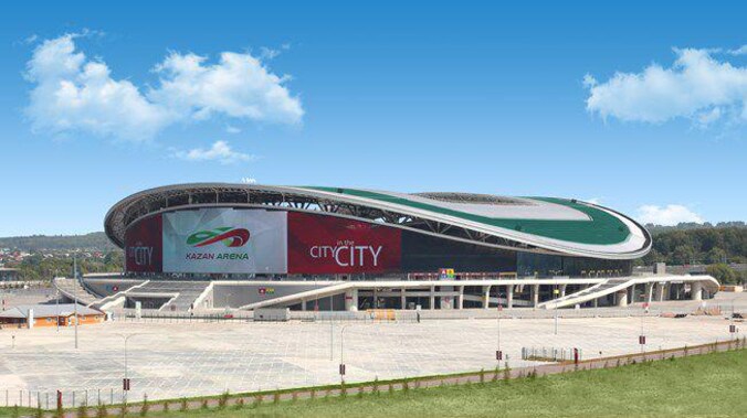 De Kazan Arena, waar het duel gespeeld wordt.