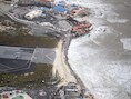 Het Nederlandse ministerie van Defensie verspreidde deze foto waarop de schade aangericht door orkaan Irma duidelijk te zien is.