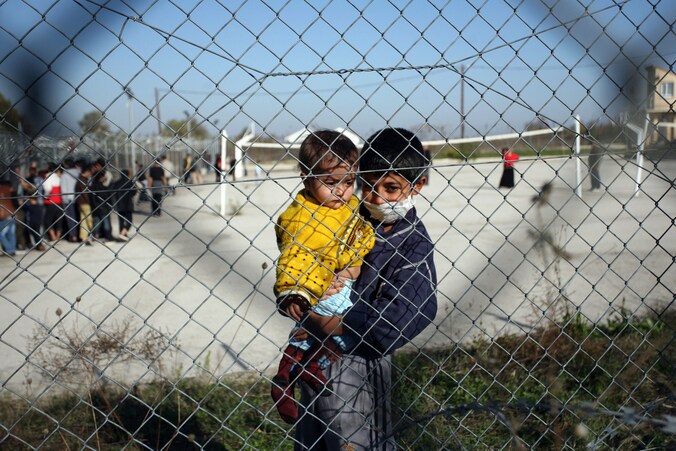 Immigranten aan de Turks-Griekse grens.