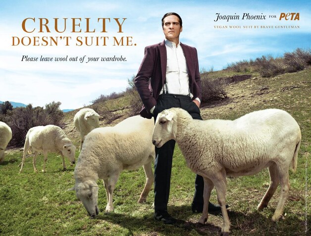 Joaquin Phoenix in een campagne tegen wol.