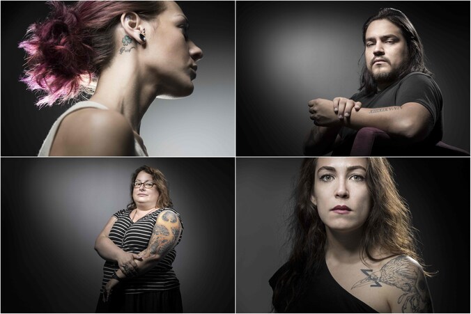 Vanaf linksboven: Ludmila Profit (24), David Fritz Goeppinger (25).  Stephanie Zarev (44), Laura Leveque (32).