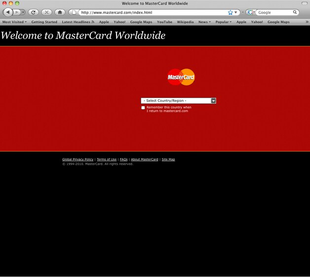 Mastercard.com ondervindt technische problemen.