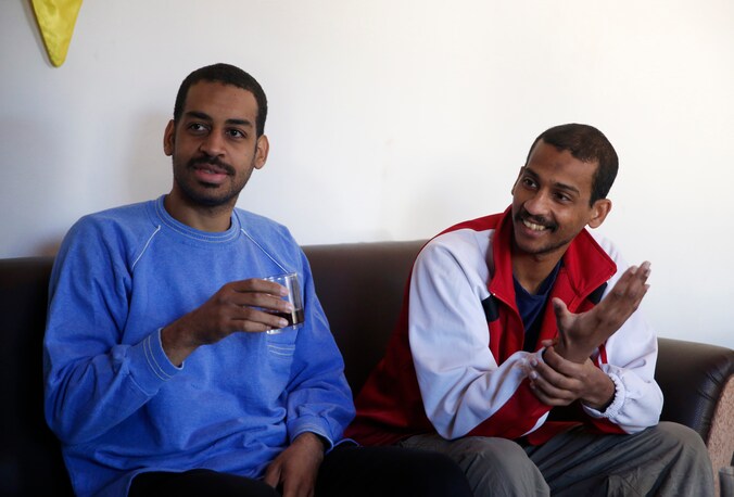 Alexanda Amon Kotey (links) en El Shafee Elsheikh (rechts) zouden deel uitgemaakt hebben van de IS-cel 'The Beatles', die onder leiding van Jihadi John gruwelijke onthoofdingen uitvoerde. 