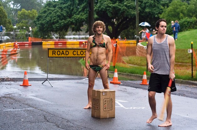 Brisbane: Aussies maken er het beste van.