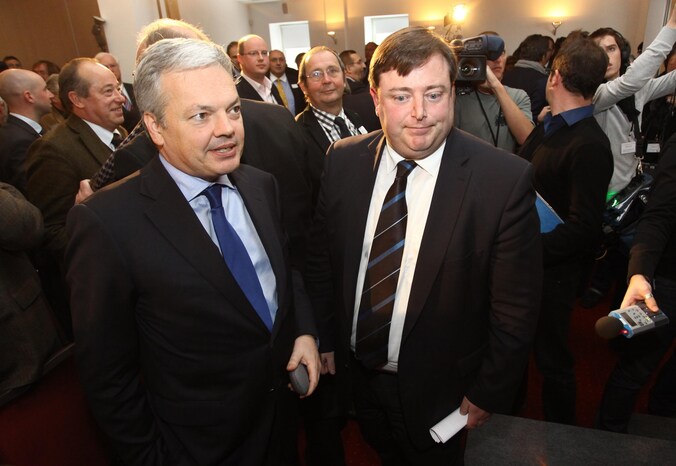 Vicepremier Didier Reynders (MR) en NVA-voorzitter Bart De Wever.