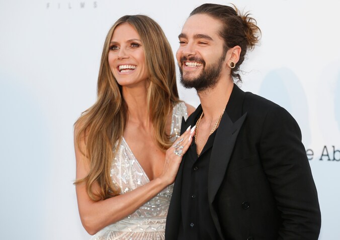 Heidi Klum en Tom Kaulitz op de rode loper van het Cinema Against AIDS amfAR Gala 2018. 