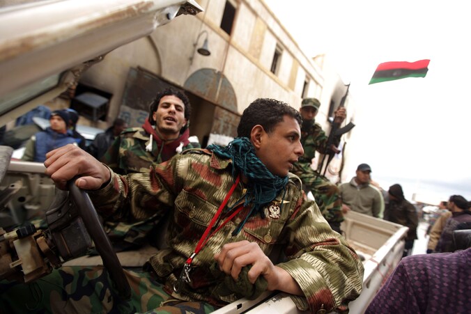 Kadhafi-getrouwe soldaten.