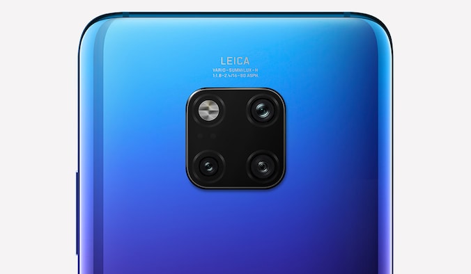 De drie camera's (plus flits) van de Mate 20 Pro.