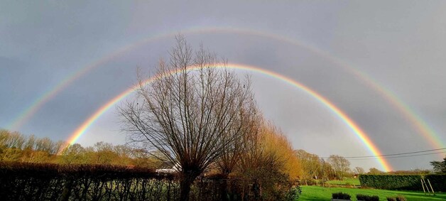Dubbele regenboog in Rijmenam.