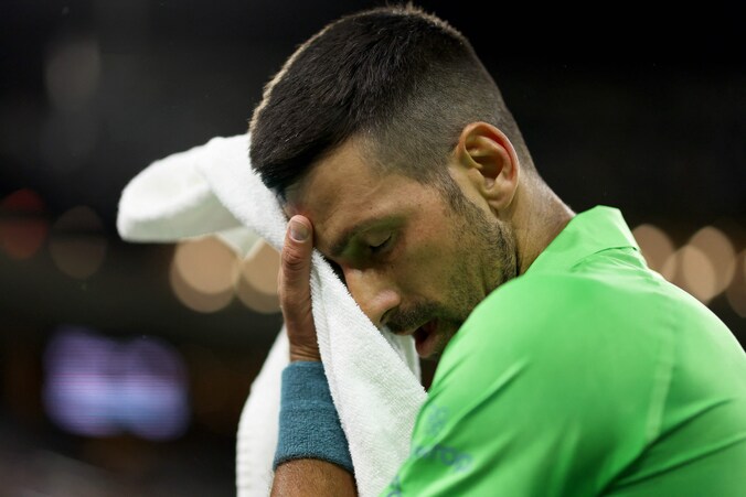 Djokovic na zijn verlies tegen de Italiaan Luca Nardi.
