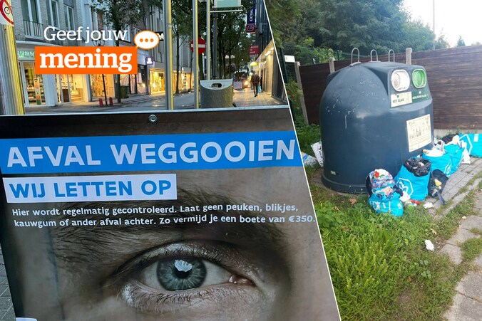 Met een banner in de Gasthuisstraat waarschuwde de stad in het verleden voor boetes voor wie zwerfvuil op straat gooit.