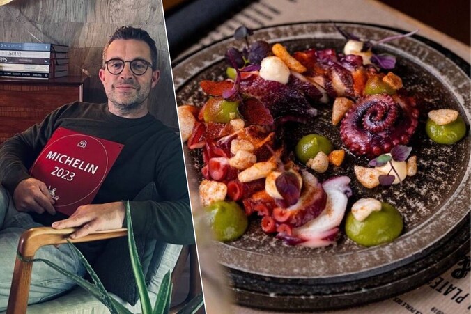 Thomas Baeyens van L'Amitié serveert zijn visitekaartje pulpo met aioli en jalapeno.