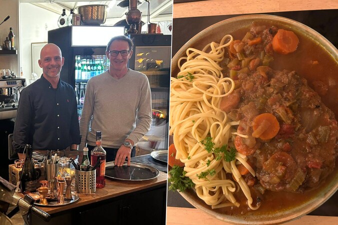 Marc en Roland serveren in hun zaak 'Trattoria La MaMa' onder meer deze ossobuco met pasta. 