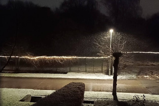Sneeuwtapijt in Brecht op woensdagavond