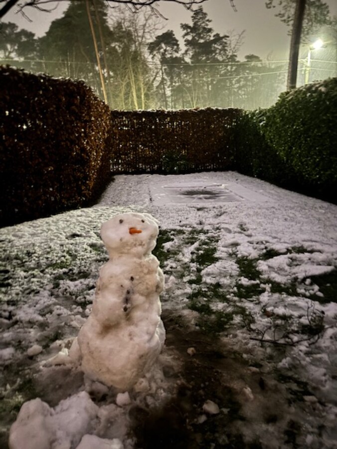 Arthur en August maakten een sneeuwman in hun tuin in Bonheiden