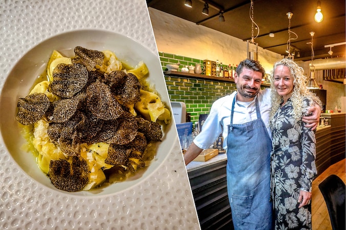 Gevulde pasta met zwarte truffel en botersaus / Maison Annette bij chef Vito in Oostende