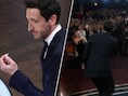 KIJK. Adrien Brody gooit kauwgom naar zijn vriendin net voor hij Oscar in ontvangst moet nemen