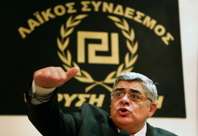 Leider van de extreem rechtse partij Gouden Dageraad, Nikolaos Mihaloliakos.