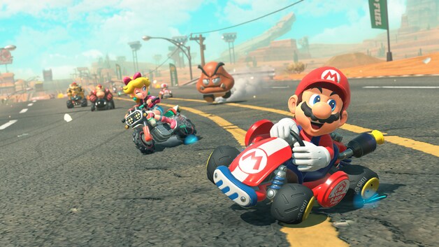 Screenshot uit 'Mario Kart World'.