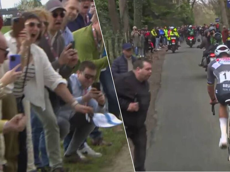 De vrouw met het petje en de spuwer tijdens de E3 Saxo Classic: de vape was zeker niet het eerste wangedrag richting Mathieu van der Poel