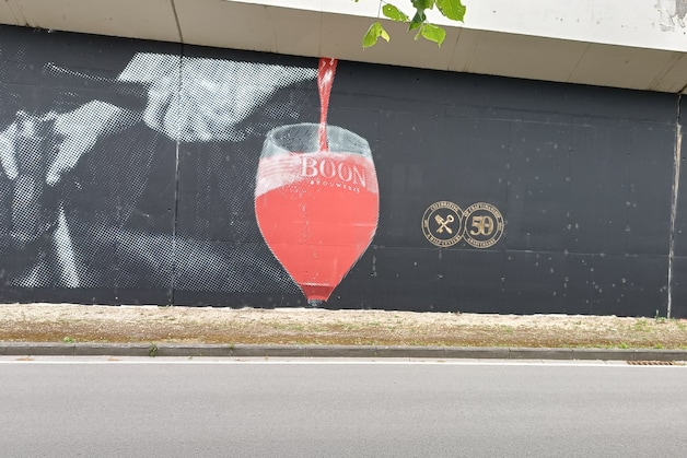 Het street-art collectief Puncheur realiseerde de indrukwekkende muurschildering op een betonnen muur langs de spoorweg.