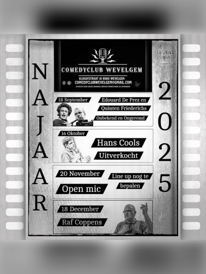 Het najaar-programma van Comedyclub Wevelgem