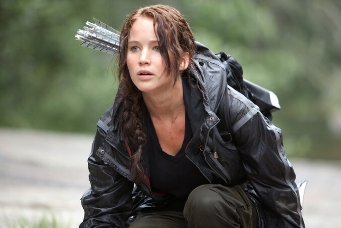 Jennifer Lawrence in de huid van Katniss.