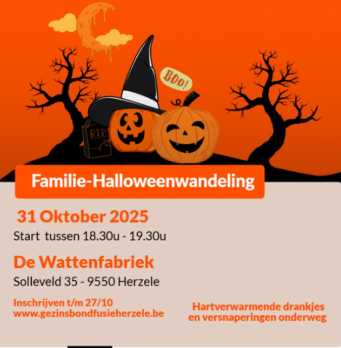 Gezinsbond Fusie Herzele organiseert dit jaar een griezelige, maar vooral kindvriendelijke Halloweenwandeling op dinsdag 31 oktober.