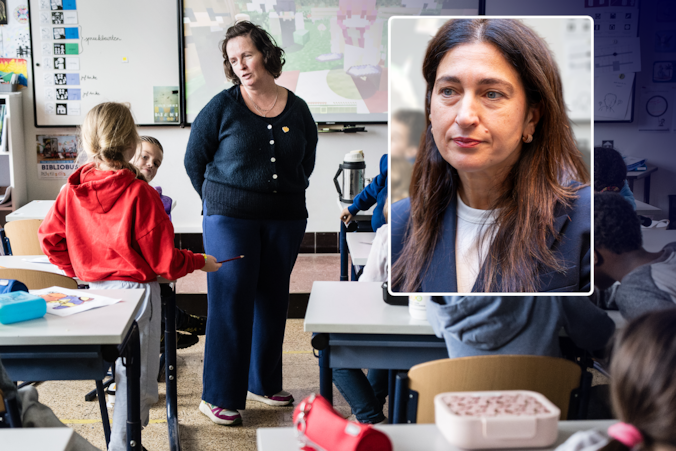 Bij de Matadi-school in Leuven zitten leerlingen van het regulier en buitengewoon onderwijs bij elkaar, zoals het volgens Zuhal Demir (inzet) zou moeten.