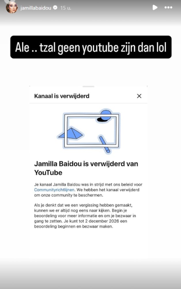 Jamilla Baidou opnieuw verbannen van YouTube: nieuw kanaal na één dag ...