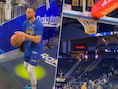 KIJK. Pure waanzin: Stephen Curry scoort met spectaculair shot vanuit de spelerstunnel (en breekt even later een record van Michael Jordan)