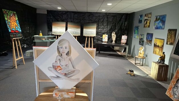 Een van de werken die tentoongesteld werden in het atelier.