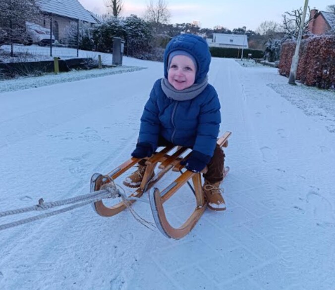 Sneeuwplezier in Brecht.

