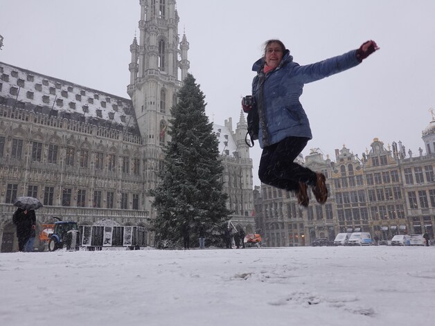 Brussel bedekt onder laagje sneeuw