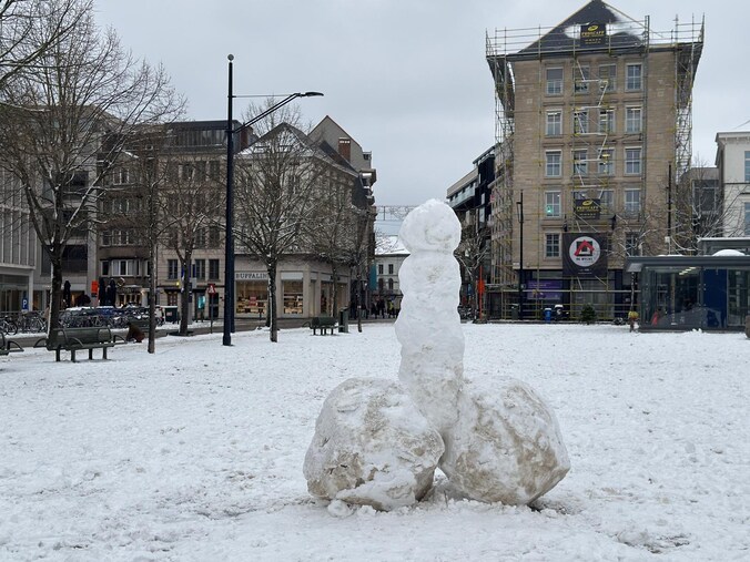 Onze fotograaf vond een grote sneeuwpenis op Kouter in Gent.