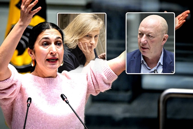Onderwijsminister Demir ziet hoe Hilde Crevits (CD&V) en Hans Bonte (Vooruit) het niet eens raken over de hervorming van de levensbeschouwelijke vakken.
