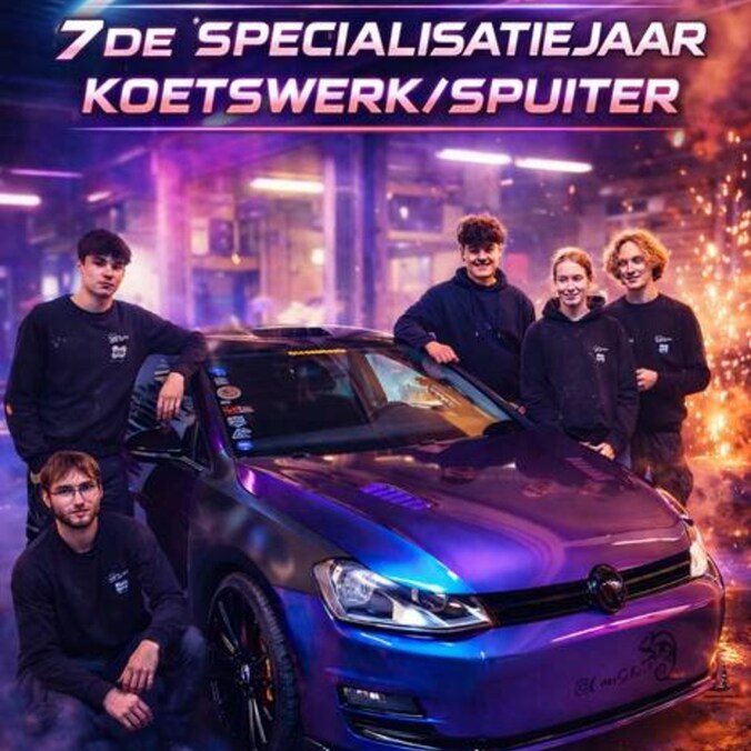 Deze Volkswagen Golf werd door de leerlingen getuned.
