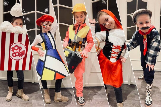 Lize showt haar vijf verschillende outfits voor carnaval.