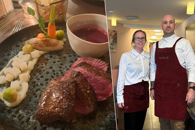 Hertensteak / Emerik Leusch (r.) met zaalverantwoordelijke Fleur Stofferis in Bistro Noalie.