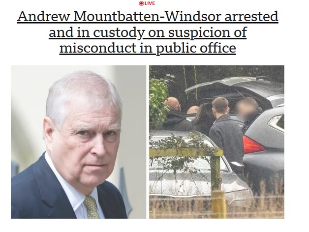 BBC pakt uit met de aanhouding van Andrew.