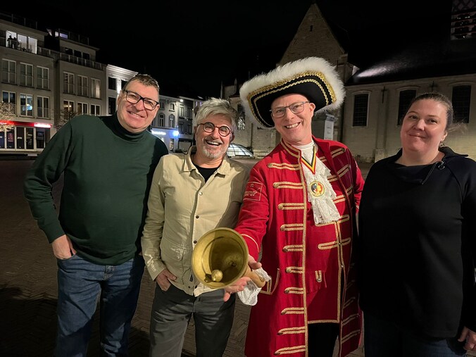 v.l.n.r.: Dirk Ribbens, Piet Dobbelaere (deze kandidaat heeft helaas zijn kandidatuur ingetrokken), de Oudenaardse Belleman Kurt De Smet en Stefanie Van Den Bossche.