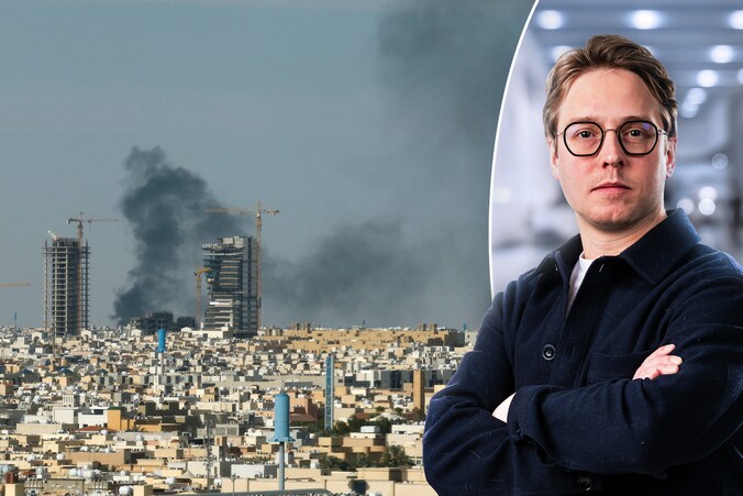 Rookwolken boven de Saoedische hoofdstad Riyad, na een aanval vorige week. Rechts: politiek journalist Timmie van Diepen.