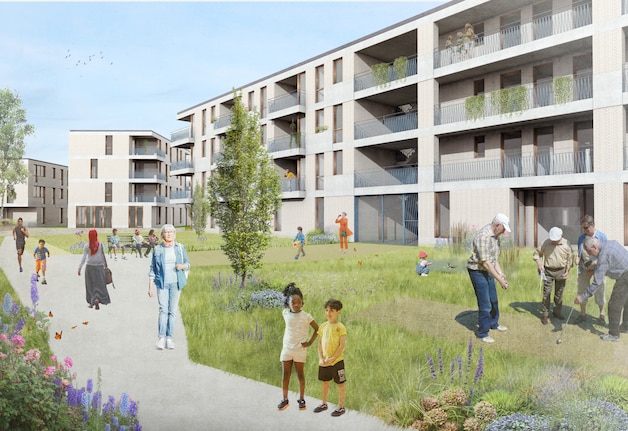 Woonproject Ploegstraat-Eggestraat van Woonland in Mechelen. Binnengebied