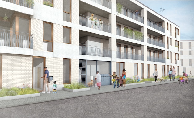 Woonproject Ploegstraat-Eggestraat van Woonland in Mechelen. Voorgevel