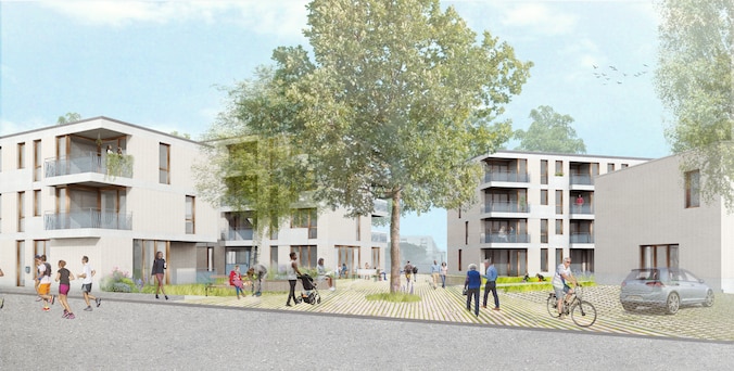 Woonproject Ploegstraat-Eggestraat van Woonland in Mechelen. Doorzicht
