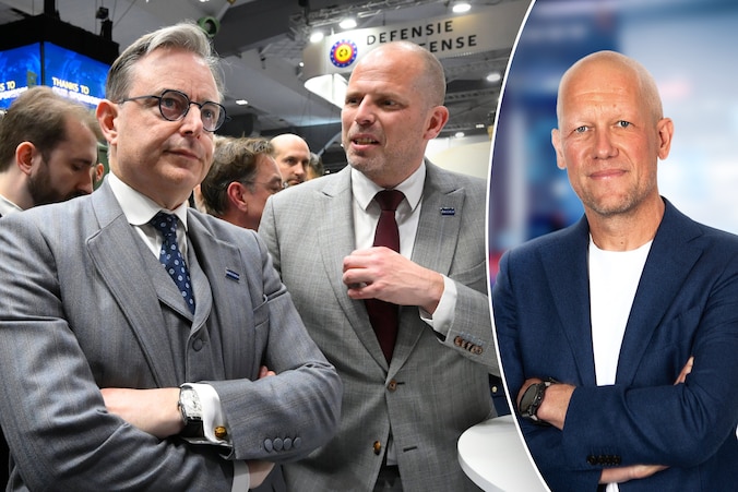 Links: premier Bart De Wever en defensieminister Theo Francken (beide N-VA). Rechts: onze hoofdredacteur Dimitri Antonissen.